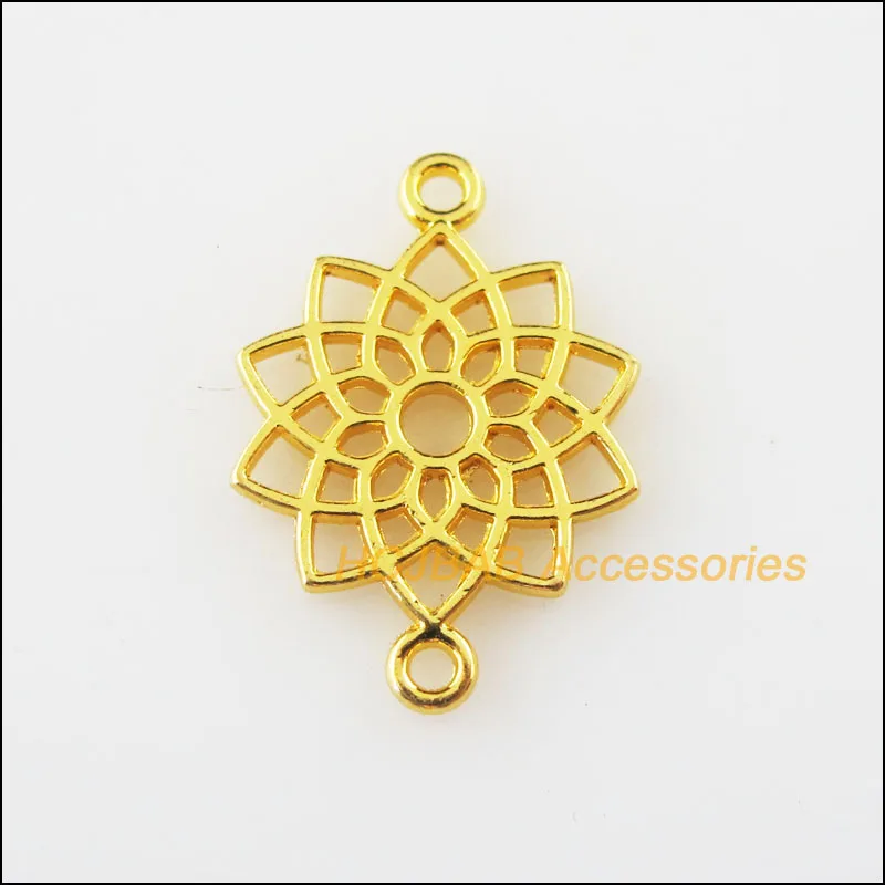 

15Pcs Gold Plated Lotus Flower Charms Connectors Pendants 14x20mm