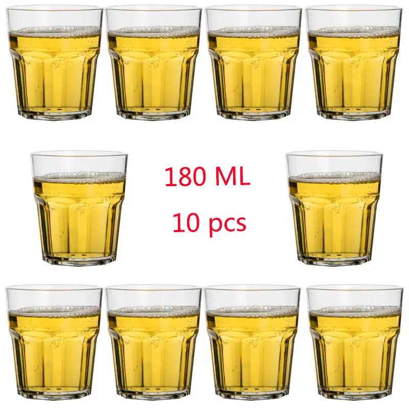 180ML 10PCS Ежедневное использование пластиковые небьющиеся чашки для вечерние бара Семейные штабелируемые стаканы для сока Набор стаканов для питья для соды молока пива спиртных напитков - Цвет: 180ML 10PCS