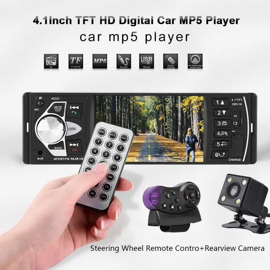Автомобильный MP4 MP5 4,1 дюймов HD Bluetooth Handsfree автомобильный MP5 плеер Видео Воспроизведение fm-радио AUX TF пульт дистанционного управления с USB автомобилей