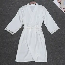 Женский пикантный Шелковый Атласный халат, кружевной ночной халат, однотонный халат, летнее кимоно халат для женщин