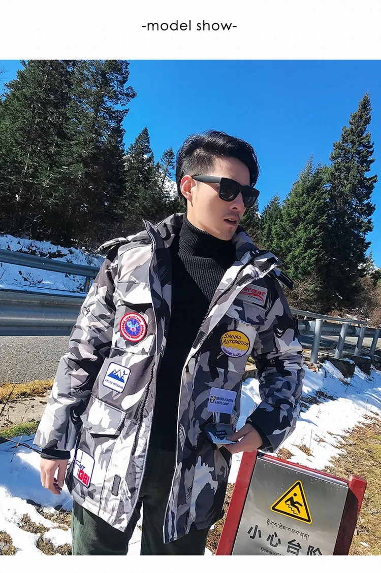 Ozhouzhan High Quality Drilling-Free Velvet New Style Popular Brand down Jacket Men Genuine Fur Collar Warm Youth down Jacket Me