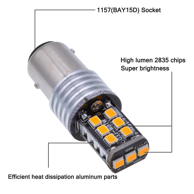 Желтый 1156 P21W BA15S Canbus 2835 SMD 15 светодиодный задний фонарь для автомобиля|Сигнальная