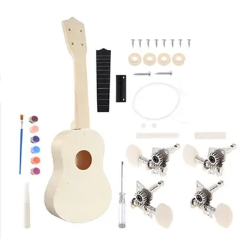 

21inch Diy Wooden Ukulele Kit Tool Handwork Support Painting Musical Instrument Child Toy Gift For Beginners