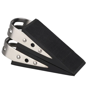

2pcs Anti Collision Universal Movable Buffer Durable Office Punch Free Rubber Wedge Non Slip Black Child Safety Door Stopper