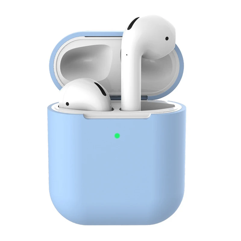 Чехол для наушников Apple AirPods2 Мягкий силиконовый чехол беспроводной Bluetooth защитный чехол для наушников для Air Pods чехол - Цвет: sky blue