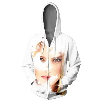 

WAMNI Beautiful Lady Zipper Hoodie Face Print Woman 3D Hooded Zipper Sweatshirt Outerwear Unique Occident Style Uniform