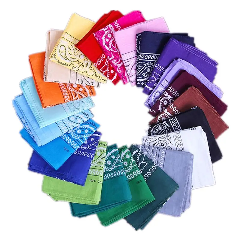 De moda Hip Hop 100% Bandana estampada de algodón impreso bufandas cuadradas pulsera banda de pelo bufanda de cuello sombreros cara de ciclista máscara