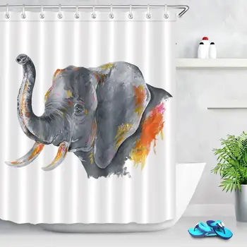 

Animal Elephant Shower Curtains Cartoon Design Fabric Printing Bathroom Curtains Waterproof Bath Screen Home Art Decoration