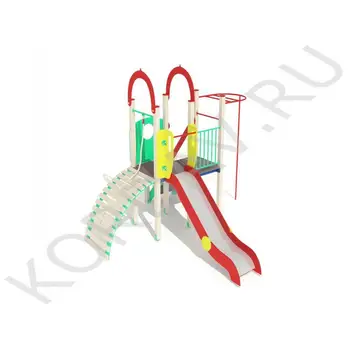 

Детский игровой комплекс с горкой турником и трапом ПДИ 2.07