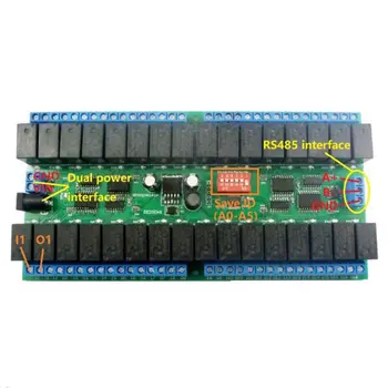 

High Precision DC 12V 32 Channels Modbus RTU RS485 Bus Relay Module UART Serial for PLC LED Home Automation Door Lock