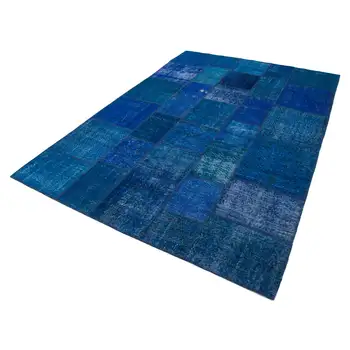 

205x304 Cm Blue Handmade Patchwork Rug-7x10 Ft