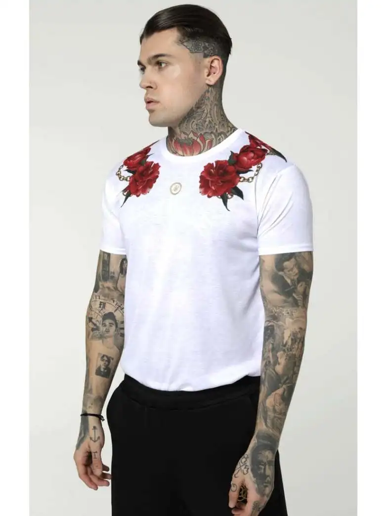 Мужская футболка с розовым принтом SikSilk белая топ|Футболки| |