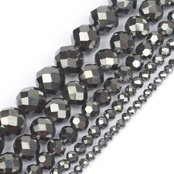 Rhodium Rose Gold Plated Hematite Beads - Premium Natural Stones for DIY Bracelet and Jewelry Making (AA faceted black)
