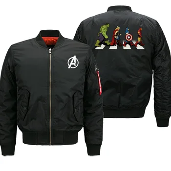 

The Avengers Newest Mens Army Bomber Jacket Hip Hop Superhero Avenger Road Pattern Male Red Jackets Vintage Big Size Coat Zipper
