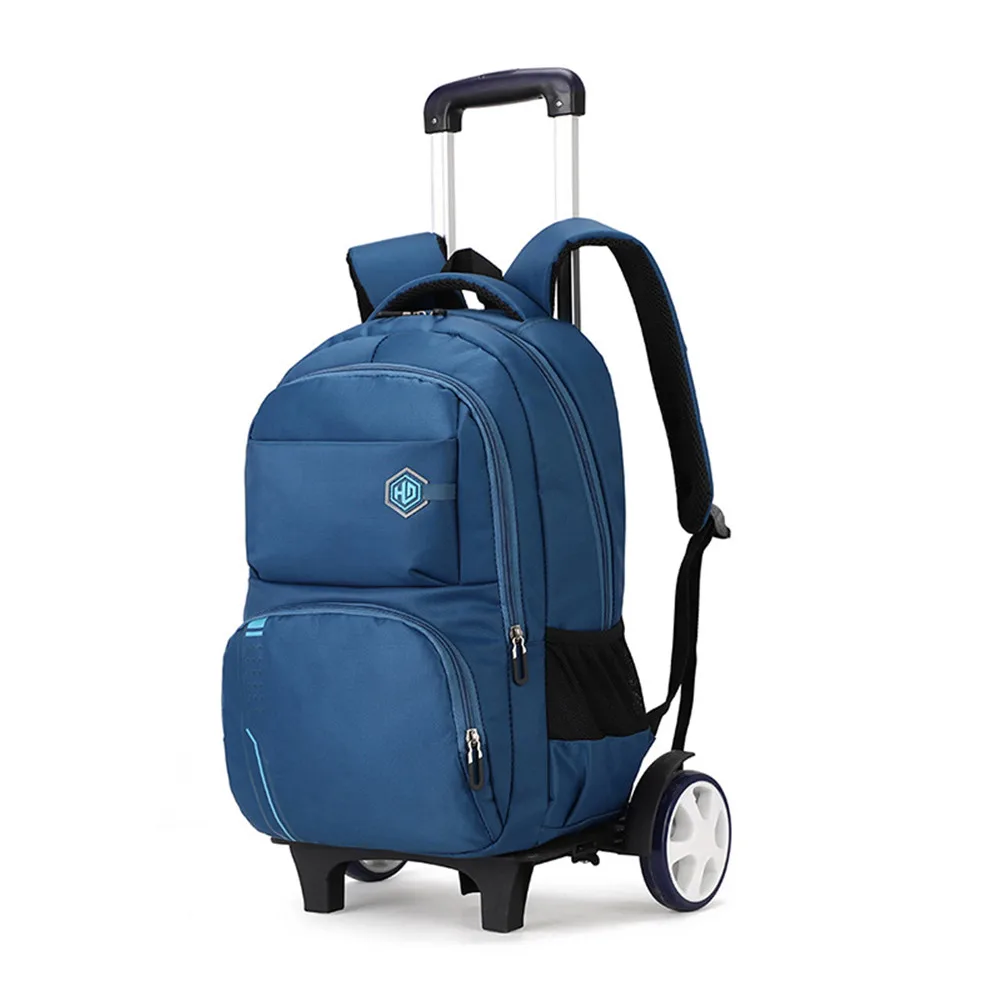 2/6 колеса новые детские школьные сумки рюкзаки на колесиках для мальчиков школьный Детский чемодан на рюкзак на колесиках мужские Bolsas Mochila - Цвет: big wheel light blue