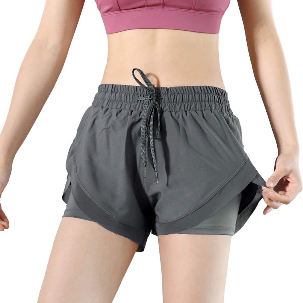 2 In 1 Women Gym Double Shorts Side 