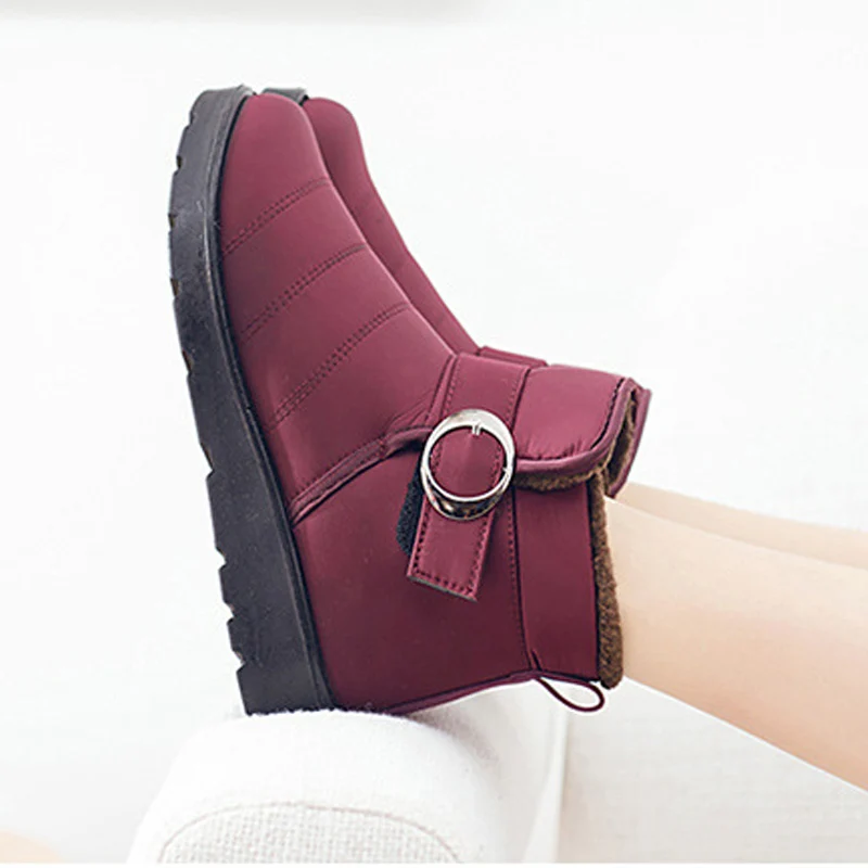 Ботильоны; коллекция года; зимняя обувь; женские зимние ботинки; Botas Mujer; Водонепроницаемая женская обувь на не сужающемся книзу массивном каблуке; повседневные теплые ботинки на плоской платформе
