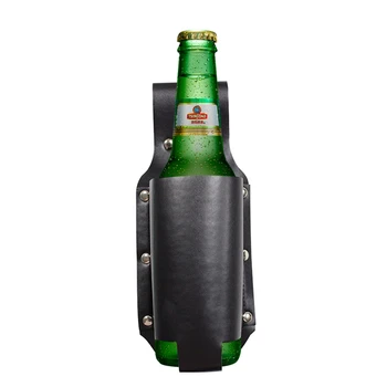 

New 1pc Holster Portable Bottle Waist Beer Belt Bag Handy PU Leather Wine Bottles Beverage Can Holder Outdoor Mountaineering 4