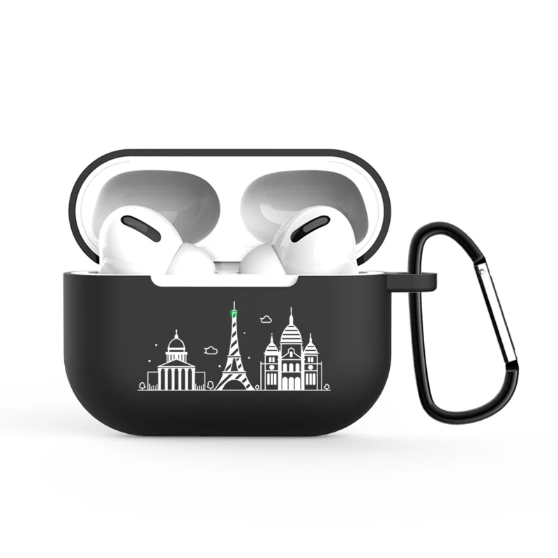 Силиконовый чехол с мировым узором для Airpods Pro, беспроводной чехол для наушников с Bluetooth для Apple Airpods 3, защитный футляр для наушников, чехол - Цвет: with hook
