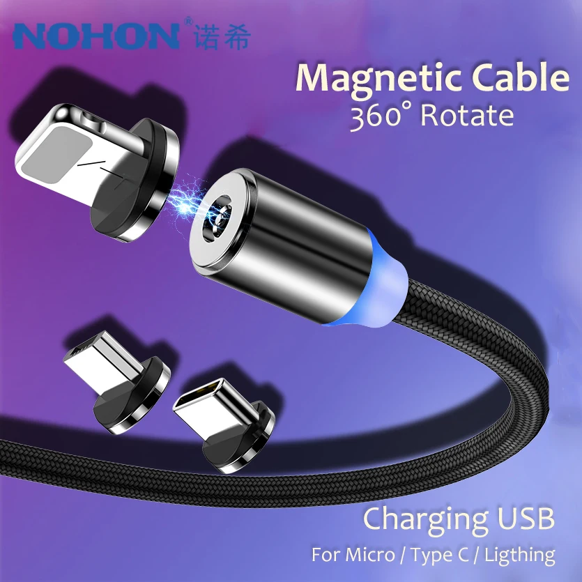 NOHON универсальное магнитное зарядное устройство кабели Micro usb type C для Apple iPhone X 7 8 6 Plus зарядный кабель для huawei P20 1 м