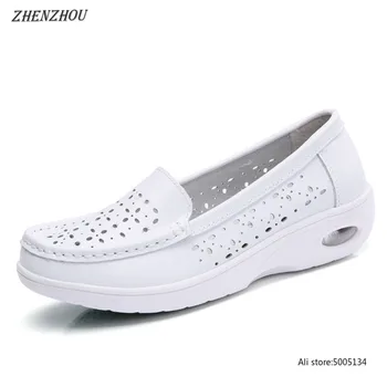 

Free shipping shoes women 2018 Summer Casual shoes white wedge heels breathable work shoes anti-skid air cushion pregnant