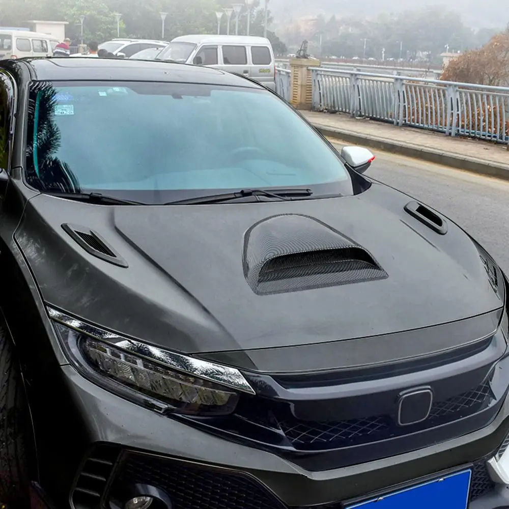 Universal Carbon Fiber Car Decorative Cell Air Flow Intake Hood Scoop Bonnet Vent Cover Stickers Decoration Styling