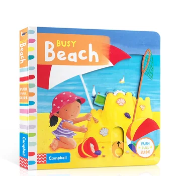 

Busy Beach In English Picture Book Cardboard Books for Children's Toy Classroom Montessori Read Pictures Early In The Book