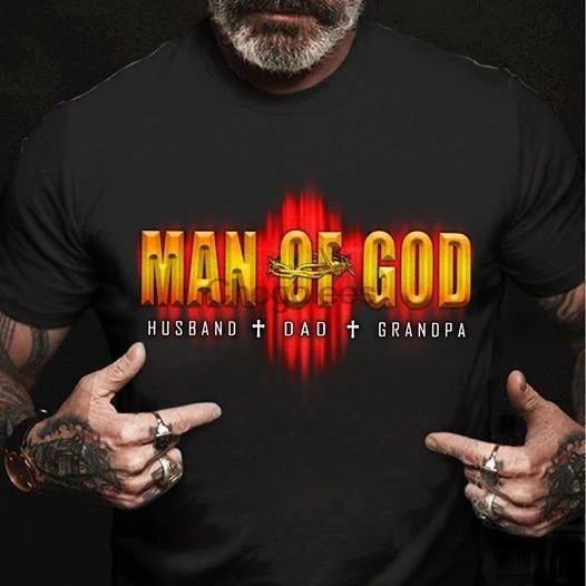 Man of God Husband Dad Grandpa T Shirt Gift for Father's Day | Мужская одежда