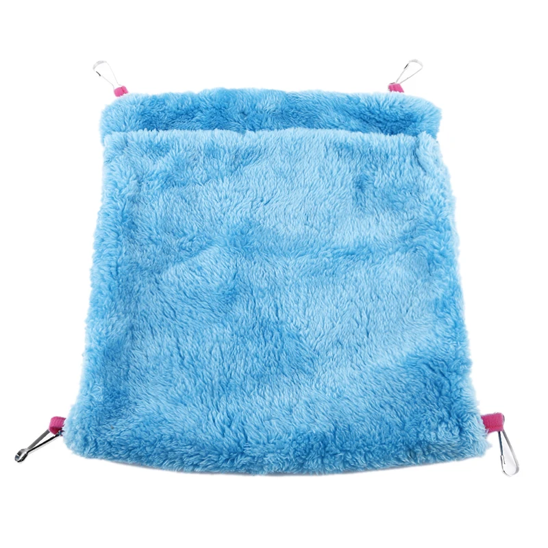 blue L Мягкая Коралловая Бархатная мини-кровать для животных, карманная кровать для свиньи, белки, шиншиллы, клетка для хомяка, подвесной спальный мешок, переноска - Цвет: blue L