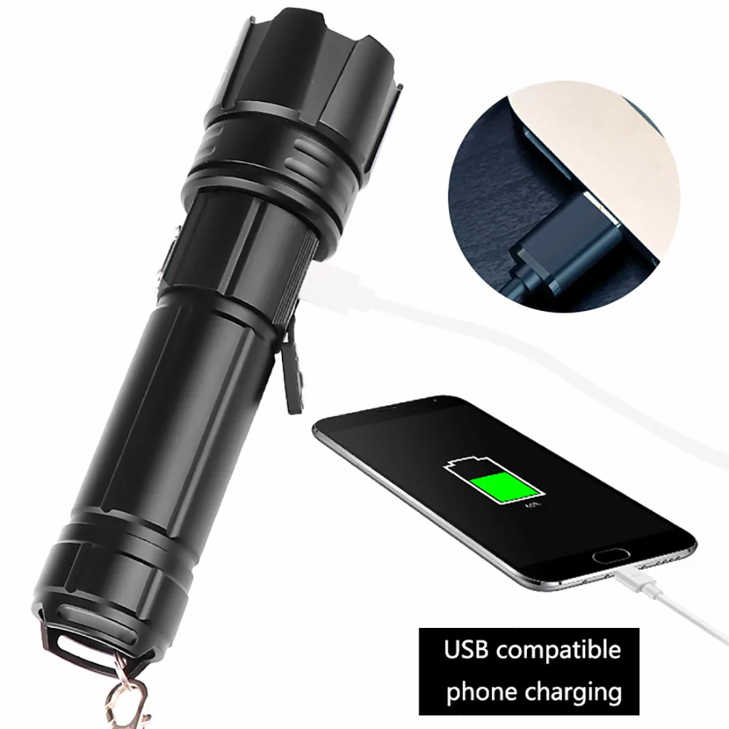 Алюминиевый сплав XHP70 мощный светодиодный фонарик usb зарядка с зарядным дисплеем#4