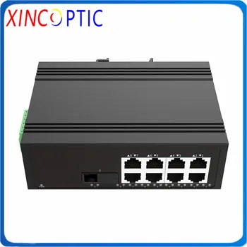 

1Single Fiber 1000M+8RJ45 10/100M,SM 1310/1550nm,20km,SC,10/100M Din Rail 8UTP Megabit Industrial Ethernet Switch Media Conveter