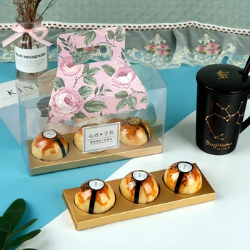 

5pcs Random Color Baked Biscuit Yolk Pastry Portable Transparent Gift Boxes DIY Supplies