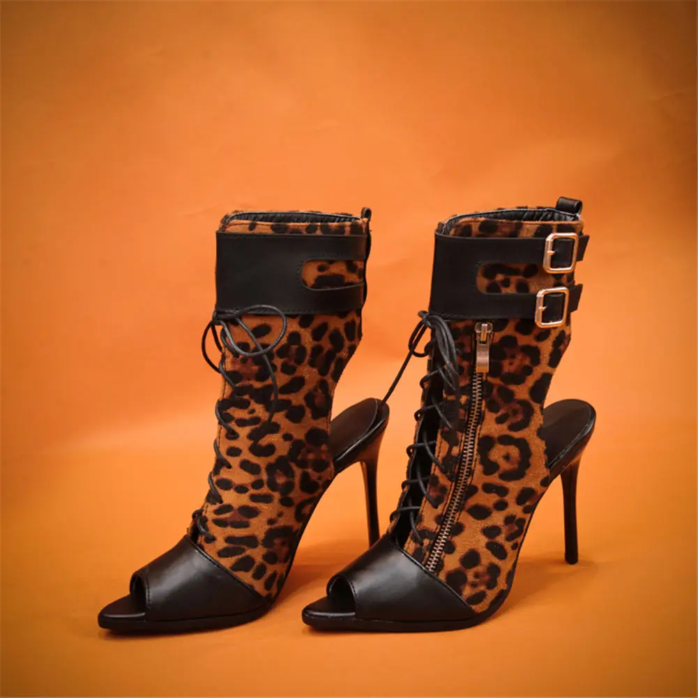 Doratasia/Женская обувь наивысшего качества; женские летние сапоги; женская обувь на тонком высоком каблуке; пикантные леопардовые сапоги для