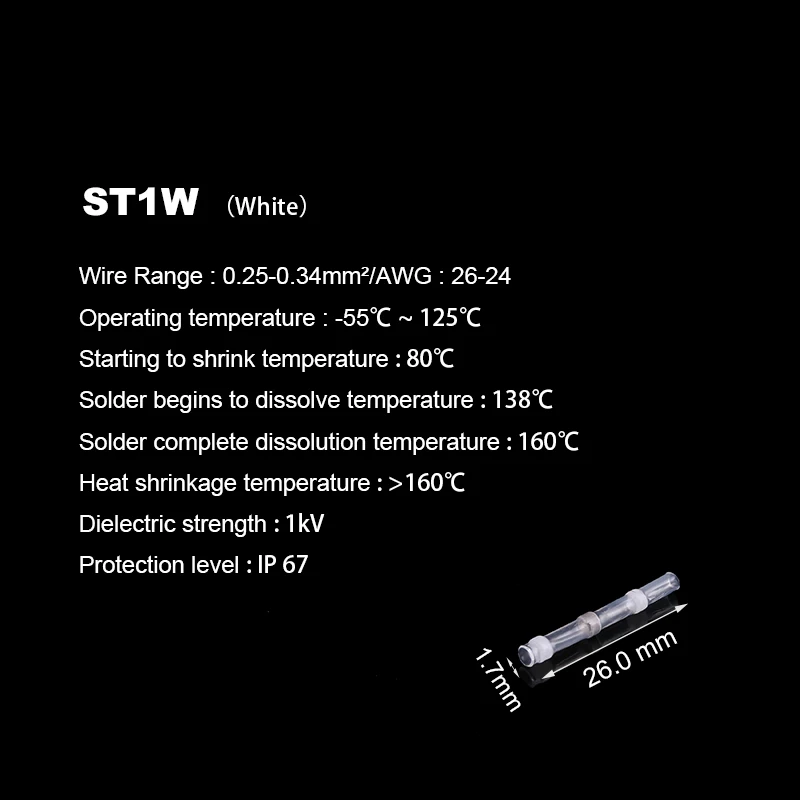 ST1W 10/20/30 предметов SST терм усадочная быстро прикладочная проволока разъемы Водонепроницаемый Луженая припоя герметичная изоляция терминалы комплект - Цвет: ST1W