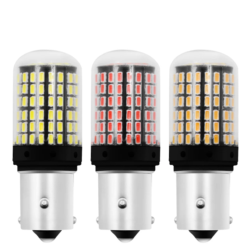 1 шт. 1156 Ba15s T20 светодиодный P21W W21W PY21W светодиодный Canbus лампы без Hyper вспышки авто автомобиль поворотов парковочные огни 3014 144 SMD