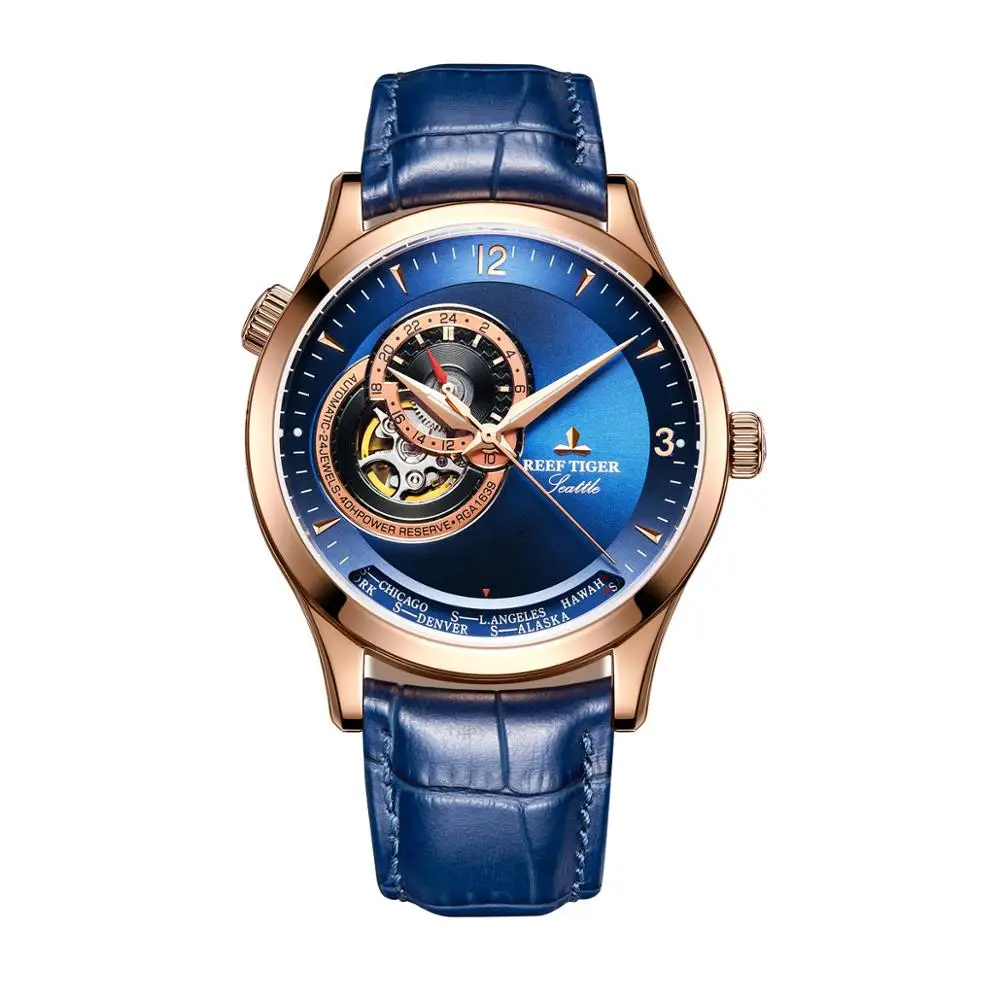 mens watches,men automatic watch Reef Tiger luxury waterproof man business mechanical dress wristwatch reloj hombre RGA1693
