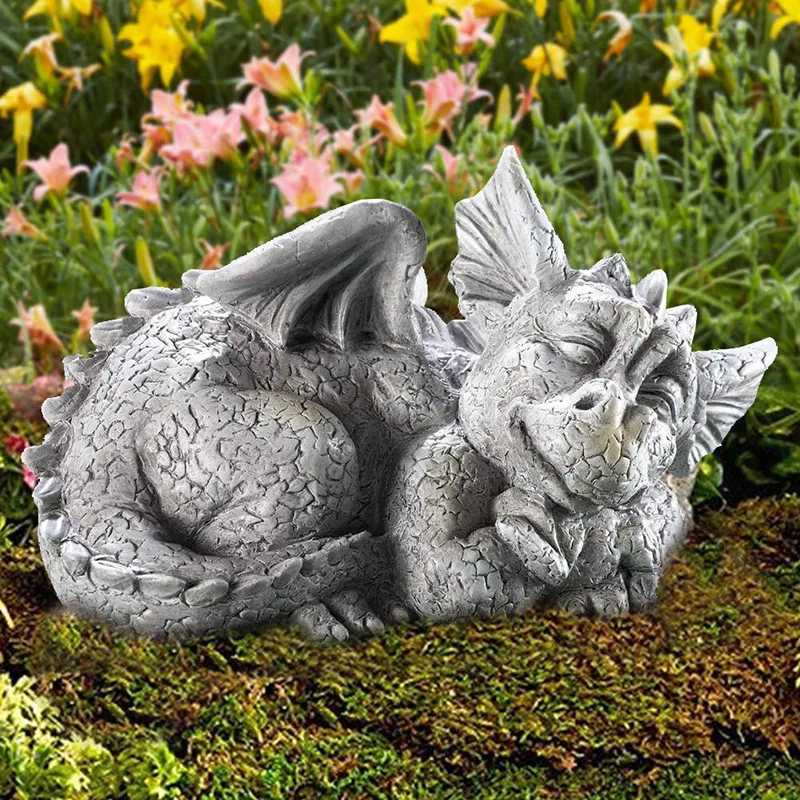 

Dragon Sculpture Multi-use Handmade Resin Garden Excellent Workmanship Dragon Home Retro Oranments Decoration Flowerbed Decor