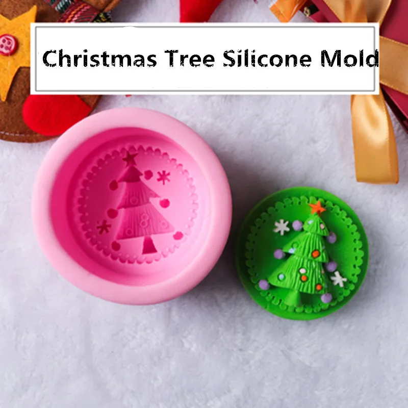 

DIY Cake Decorating Tool Christmas tree Shaped Fondant Sugar Art Tool 3D Silicone Chocolate Candle Molded Baking Tool 9147