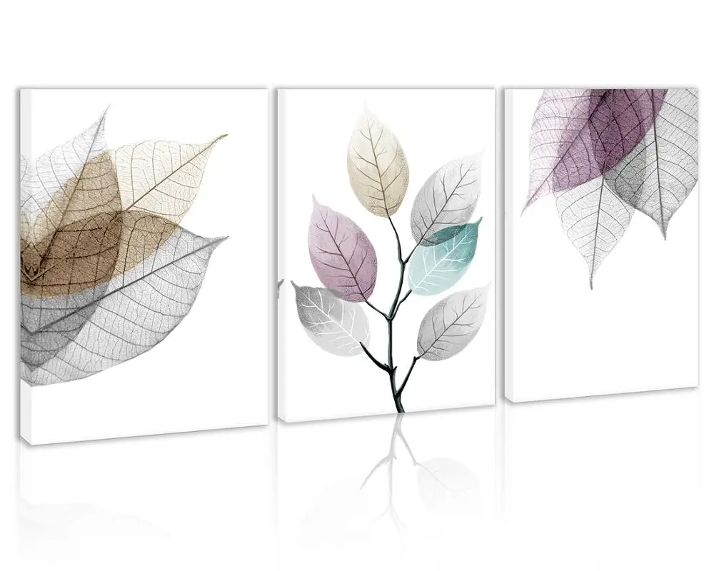 

Coloful Plant Leaves Wall Art Decor Abstract Canvas Painting Kitchen Prints Pictures for Home Living Dining Room