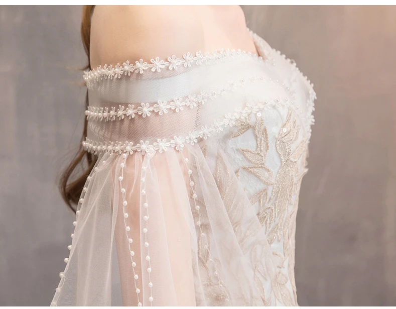 Белые свадебные платья для женщин с открытыми плечами кружева аппликации тюль элегантное бальное платье Вечерние Свадебные платья Vestido Noiva