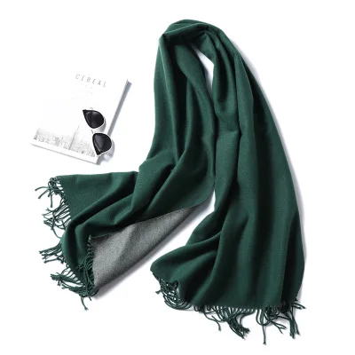 Double Face Use Solider Colors Customize Thinker Warm Wool Cashmere Scarf Pashmina Tassels Women Winter Scarf