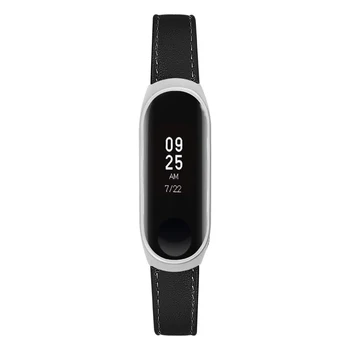 

SOONHUA Watch Strap Leather Watch Band Replacement Straps With Stainless Steel Frame For Xiaomi Mi Band 3/4 Watch Accessories