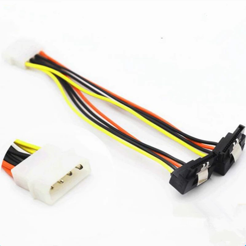 IDE 4Pin Molex папа M к SATA Dual 2X15Pin F мама 90 градусов с разделителем шрапеля Y 1 к 2 Удлинительный кабель питания для жесткого диска