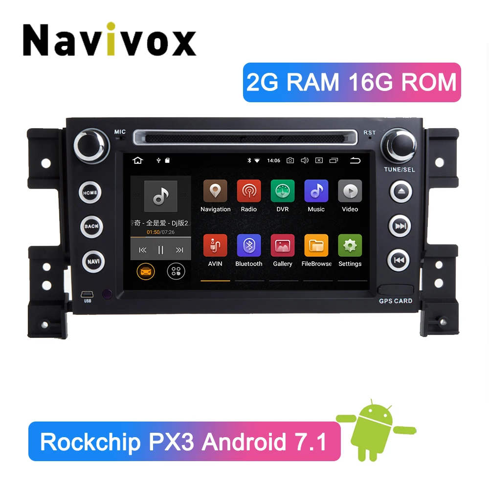 Navivox 2 Din автомобильный DVD gps Радио для 2006-2013 Suzuki Grand Vitara Android автомобильный мультимедийный плеер Авто Аудио Bluetooth WiFi FM RDS