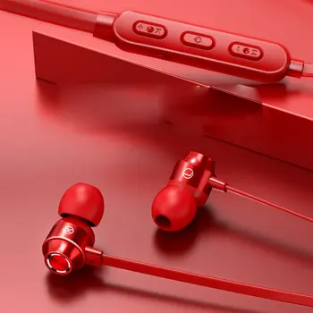 

Headphones Hanging Neck Earphones 5.0 In-Ear Wired Sports Headset Round Wire Hanging Neck 12 Hours Standby Flat Wire