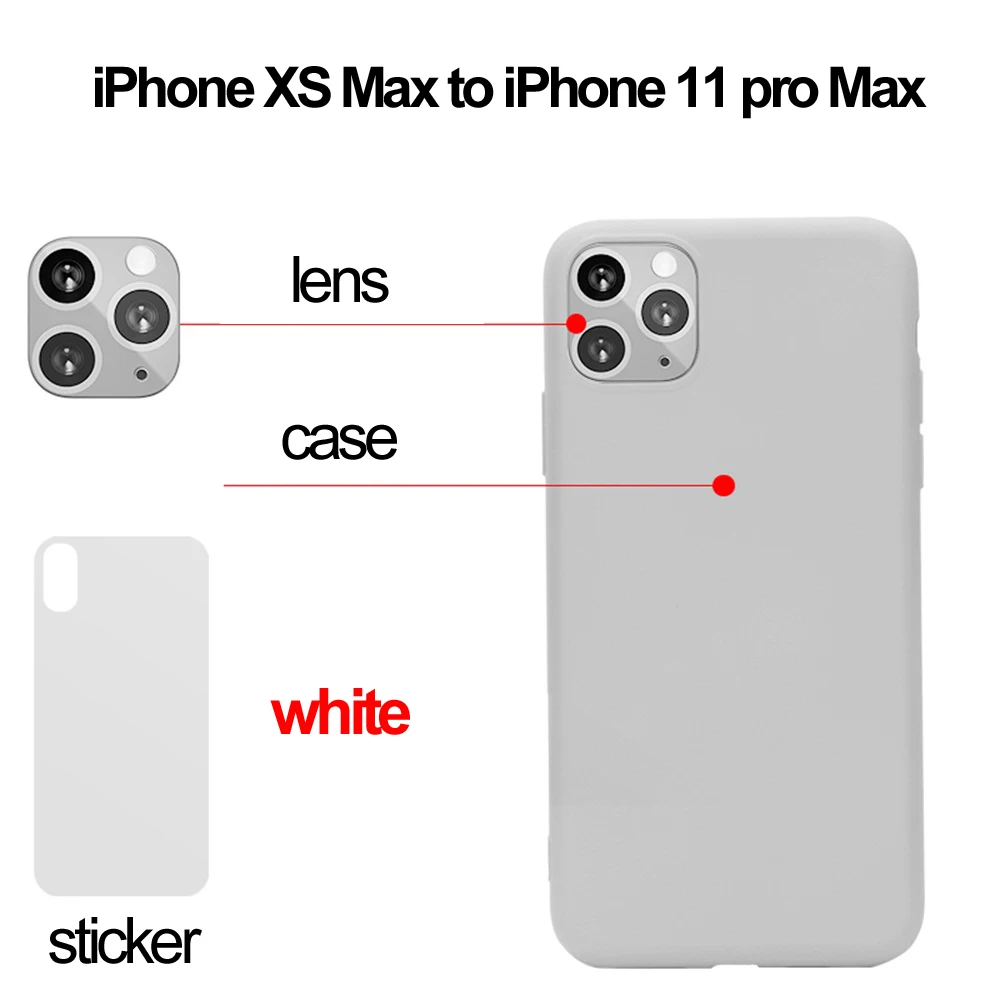 white XS Max Поддельные объектив камеры протектор задняя пленка стикер чехол для телефона для iPhone X XR Xs Макс секунды изменить iPhone 11 Pro Max - Цвет: white XS Max