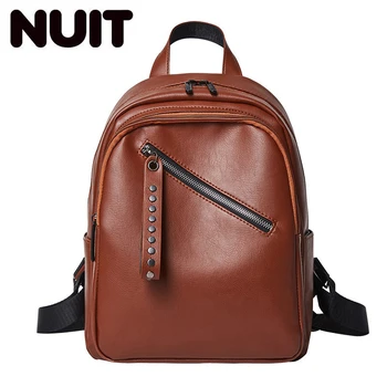 

Waterproof Backpack Leather School Bag Rivet Decor Leather Zipper Women Backpacks Large Capacity Ladies Girls Shopping