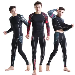 Tracksuits Men's Thermal underwear Sports Set Winter Gym Joggers rashgarda MMA Quick dry Compression sports underwear Workout