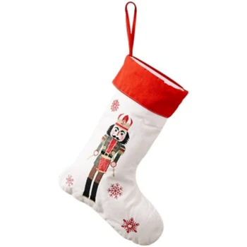 

Christmas Stockings Snowflake Linen Xmas Gift Bag Fireplace Decor Socks New Year Christmas Gifts