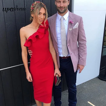 

2020 New Summer Women Bandage Dress Vestidos One Shoulder Sleeveless Ruffles Nightclub Dress Celebrity Evening Party Dress